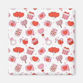 Modern Love Design Happy Valentine’s Day Red Heart Magnet
