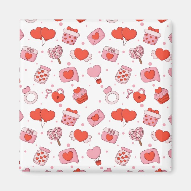 Modern Love Design Happy Valentine’s Day Red Heart Magnet (Framsidan)