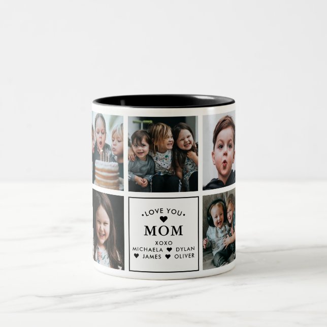 Modern Love Du mamma 9-foto collage present Två-Tonad Mugg (Center)