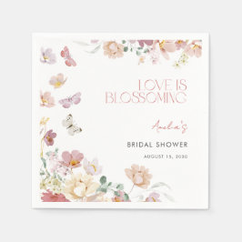 Modern Love is Blossoming Pink Bridal Shower Pappersservett