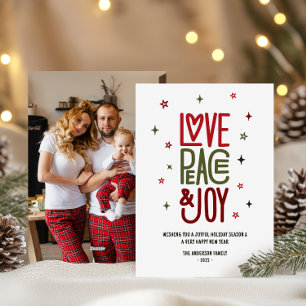 Modern Love Peace & Joy Foto Jul Julkort