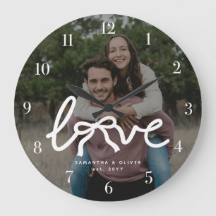 Modern Love Pil Typografi Par Anpassad Foto Stor Klocka