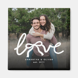Modern Love Piltypskrift Par Anpassad Foto Magnet