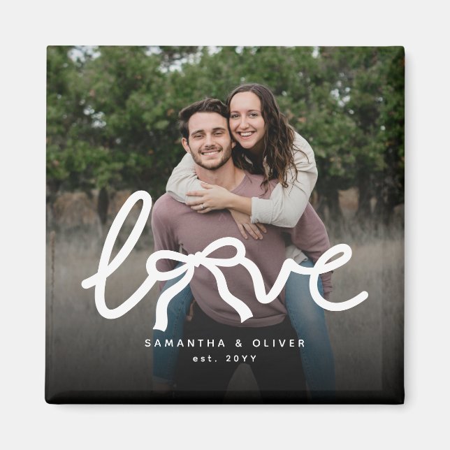Modern Love Piltypskrift Par Anpassad Foto Magnet (Framsidan)
