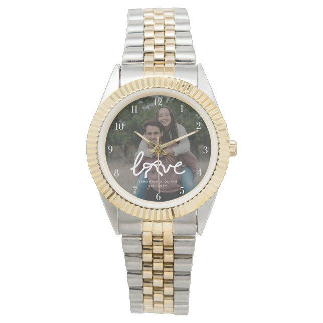 Modern Love Piltypsnitt Par Anpassad Foto Armbandsur (Framsida)