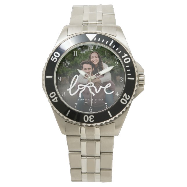 Modern Love Piltypsnitt Par Anpassad Foto Armbandsur (Framsida)