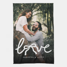 Modern Love Piltypsnitt Par Anpassad Foto Kökshandduk
