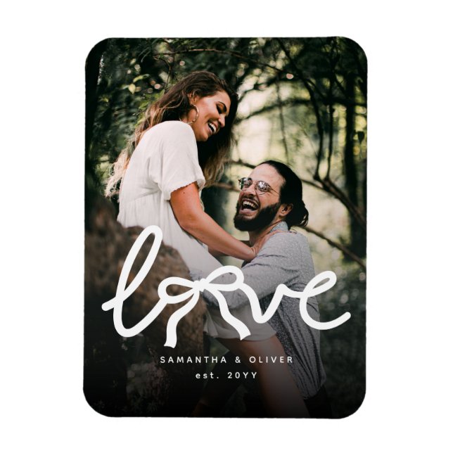 Modern Love Piltypsnitt Par Anpassad Foto Magnet (Vertikal)