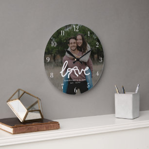Modern Love Piltypsnitt Par Anpassad Foto Stor Klocka