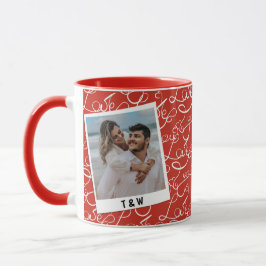 Modern Love Script Couple Photo Custom Initial Mugg