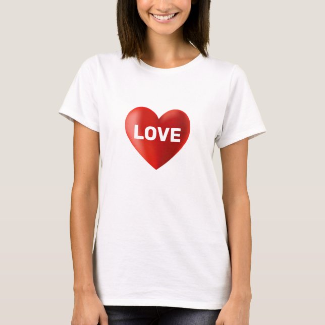 Modern LOVE Text och hjärta T Shirt (Framsida)