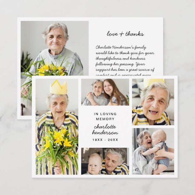 Modern Love & Thanks 6-Photo Sympati Tack Kort (Fram/baksida)