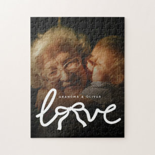 Modern Love Typografi Mormor Anpassad Foto Present Pussel
