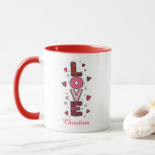 Modern Love Typography Valentines Day Custom Name  Mugg (Med munk)
