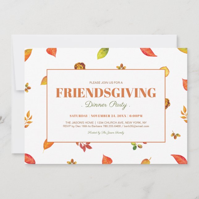 Modern lövverk Thanksgiving, Friendsgiving-fest Inbjudningar (Framsida)