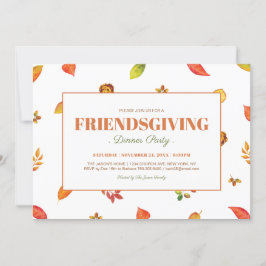 Modern lövverk Thanksgiving, Friendsgiving-fest Inbjudningar