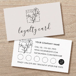 Modern Loyalty Card Logo 5 Slots Off-White Visitkort
