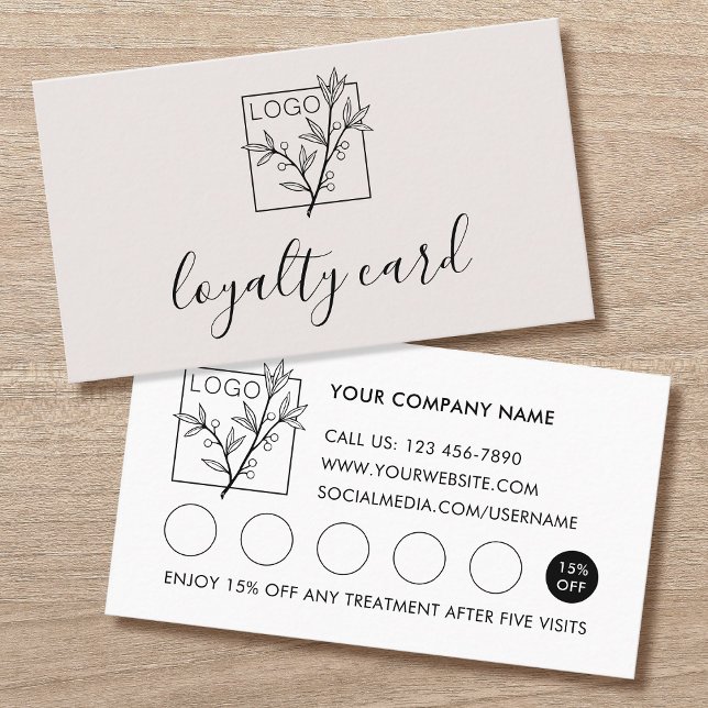 Modern Loyalty Card Logo 5 Slots Off-White Visitkort (Skapare uppladdad)