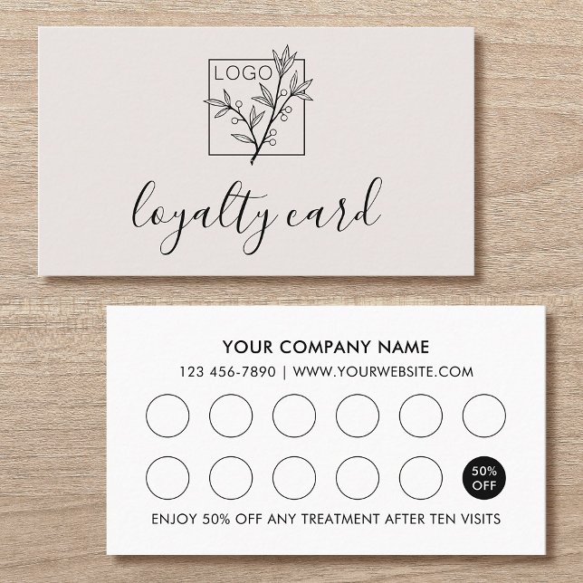 Modern Loyalty Card Logotyp 10 Fack Off-White Visitkort (Skapare uppladdad)