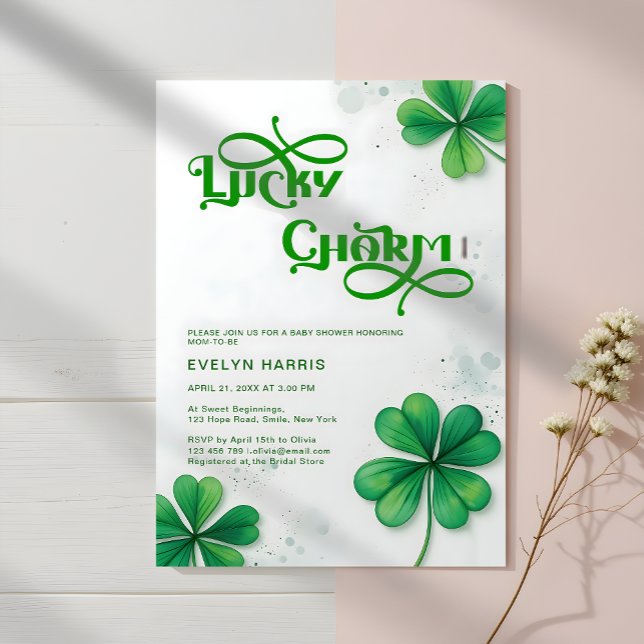Modern Lucky Charm St. Patrick Day Baby Shower Inbjudningar (Skapare uppladdad)