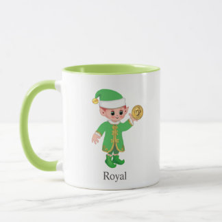 Modern Lucky Elf with Calligraphy & Monogram Mugg