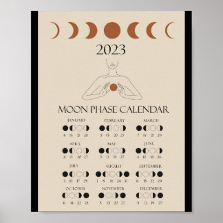 Modern Lunar Cycles Kalender 2023 Månfaser Affisch