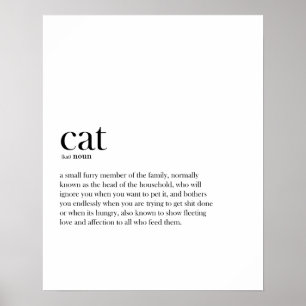 Modern lustig kattdefinition - typografi poster