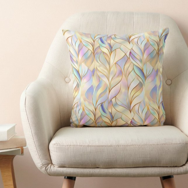 Modern Luxe Abstract Pattern Throw Pillow Kudde (elegant chic glam modern iridescent pastel pink purple blue pattern throw pillow)