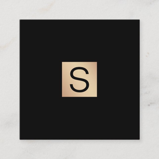 Modern Luxe Guld Monogram Fyrkantigt Visitkort (Framsida)