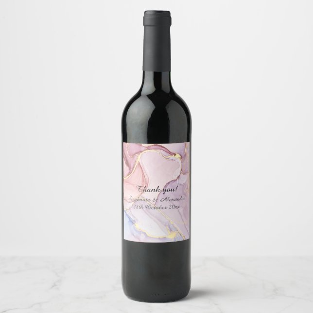 MODERN LUXE MARBLE LILAC ANPASSADE VIN ETIKETT (Framsida)