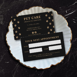 Modern Luxury Black Golden Paw Pet Care Tidsbeställning Kort