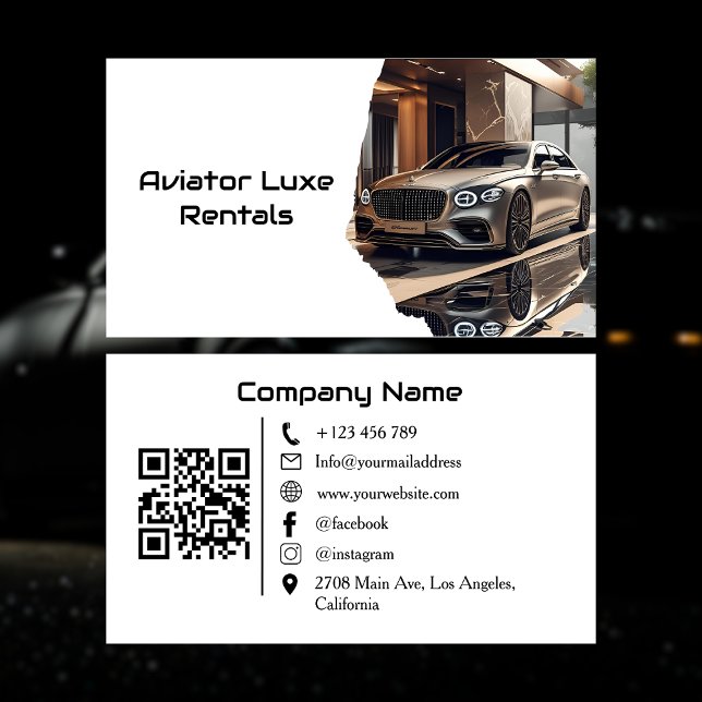 Modern Luxury Car Rental & Sales QR Code Photo Visitkort (Skapare uppladdad)