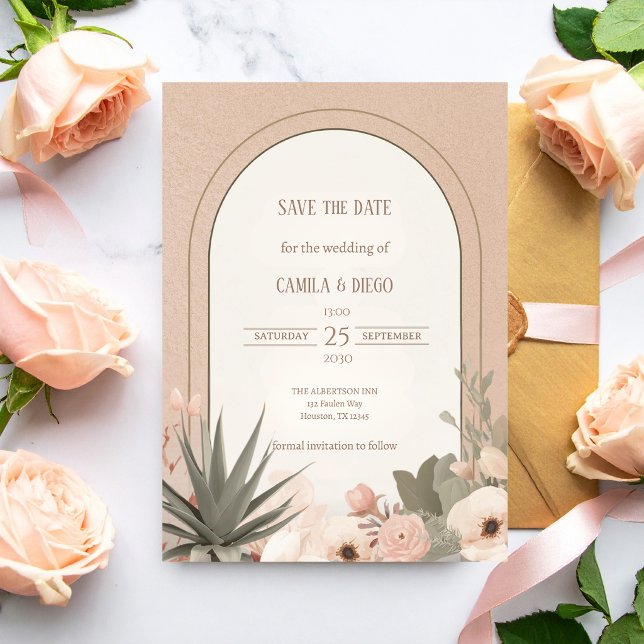 Modern Luxury Desert Flowers Wedding Save the Date (Skapare uppladdad)