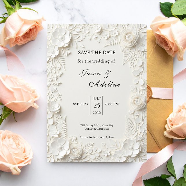 Modern Luxury Floral Wedding Save the Date (Skapare uppladdad)