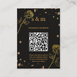 Modern Luxury Gold Foil QR Code Wedding Website Tilläggskort