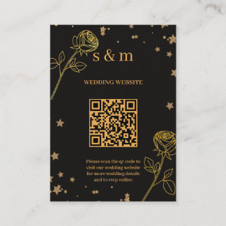Modern Luxury Gold Foil QR Code Wedding Website Tilläggskort