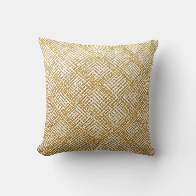 Modern, Luxury, Golden Grid Pattern Kudde (Framsida)