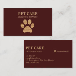 Modern Luxury Golden Paw Pet Grooming Service Red Visitkort