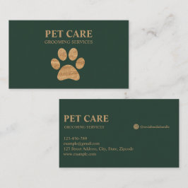 Modern Luxury Golden Tass Pet Grooming Service Visitkort