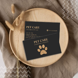 Modern Luxury Golden Tass Pet Grooming Service Visitkort