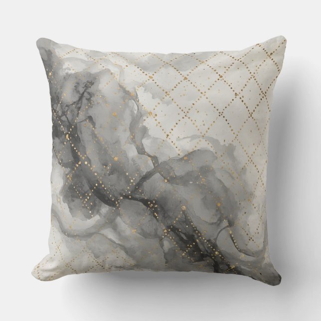 Modern,Luxury ,Grey Gold Abstract Kudde (Framsida)