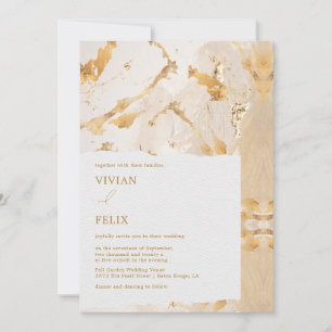 Modern Luxury Guld Abstrakt Bröllop Inbjudningar
