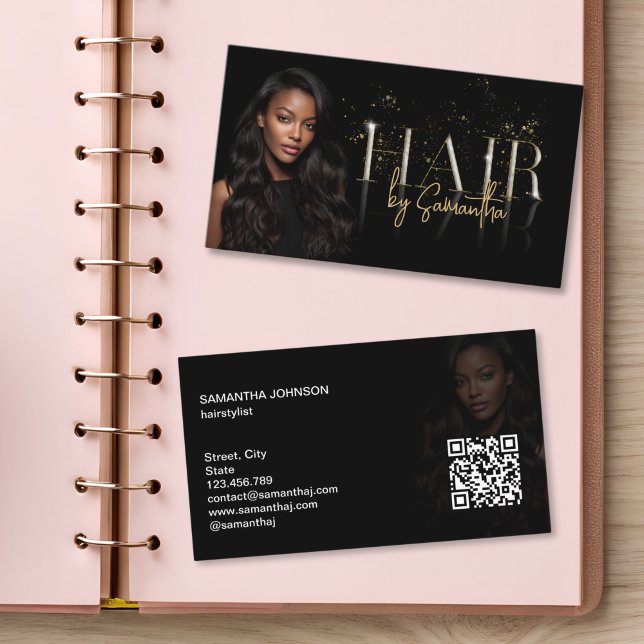 modern luxury hair stylist wigs extensions visitkort (modern hair extensions and wigs business card)