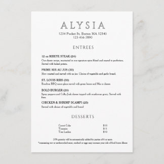 Modern Luxury Minimalist Restaurant  Meny