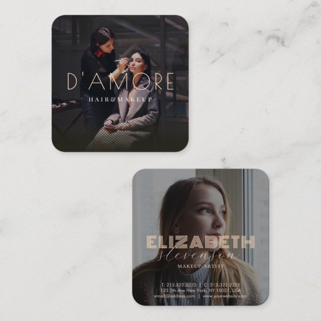 Modern Luxury Professionell Guld Abstrakt 2 Foton Fyrkantigt Visitkort (Fram/baksida)