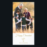 Modern Lycklig Chanukah-Helgdag-fotokort Fotokort<br><div class="desc">helgdag i Chanukah-säsongen med ett unikt personlig-fotokort. Den här fantastiska designen innehåller ett foto som du kan byta till en egen för en typ av design som din familj och dina vänner kommer att ta hand om! Under fotot är känslan "Lycklig Chanukah" i faux guld typografi med en guld-menorah nedanför...</div>
