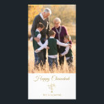 Modern Lycklig Chanukah-Helgdag-fotokort Fotokort<br><div class="desc">helgdag i Chanukah-säsongen med ett unikt personlig-fotokort. Den här fantastiska designen innehåller ett foto som du kan byta till en egen för en typ av design som din familj och dina vänner kommer att ta hand om! Under fotot är känslan "Lycklig Chanukah" i faux guld typografi med en guld-menorah nedanför...</div>