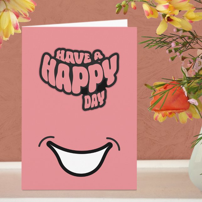Modern Lycklig-dagars (födelsedag) textteckenkort Kort (Greeting Card - Pink)
