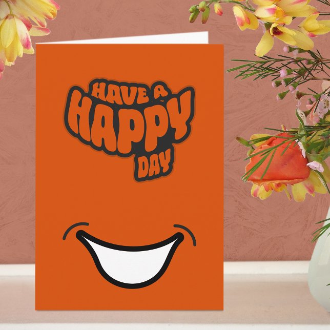 Modern Lycklig-dagars (födelsedag) textteckenkort Kort (Greeting Card - Orange)