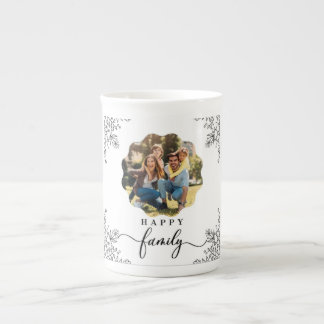 Modern Lycklig-familjen Mugg - fira Glatta minnesm Benporslin Mugg